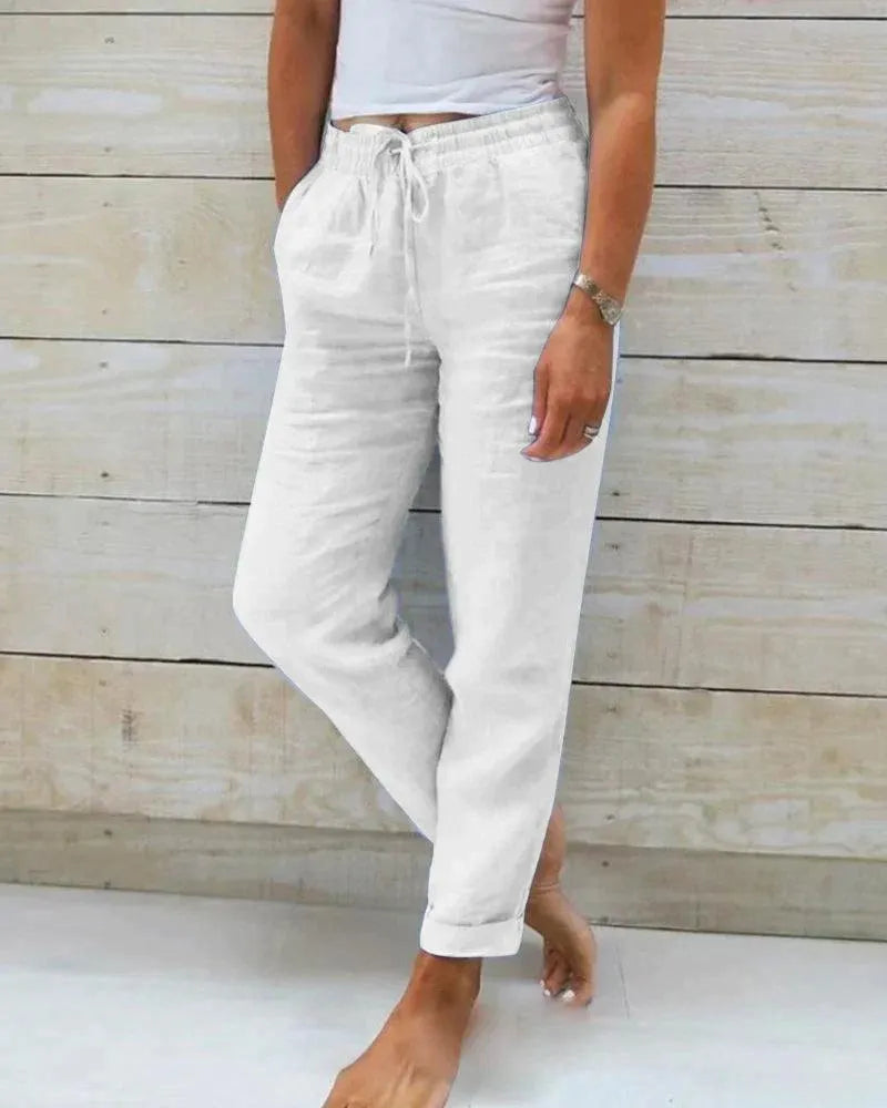 Damen Hose – Lockerer Schnitt – Elastischer Bund mit Kordelzug – Atmungsaktives Material