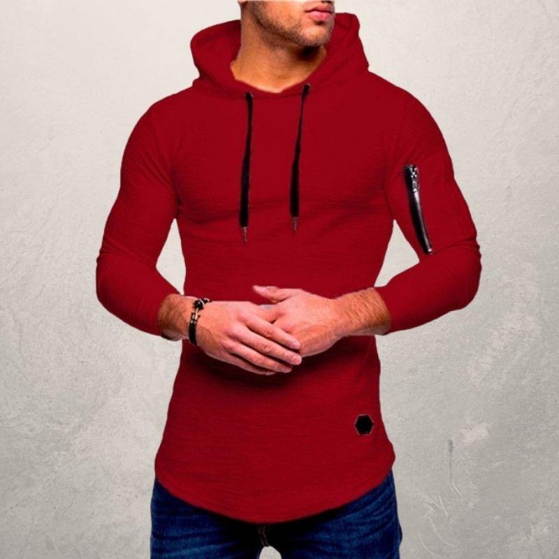 Herren Hoodie – Slim Fit – Weiches Strickgewebe – Reißverschlusstasche – Kapuze Verstellbar