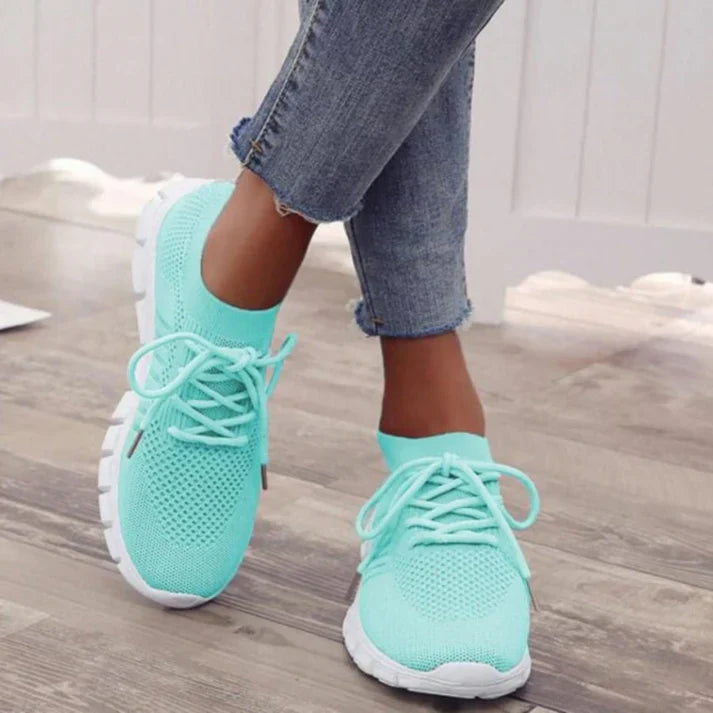 Damen Sneakers – Atmungsaktives Strickgewebe – Schnürung – Leicht & Alltagstauglich