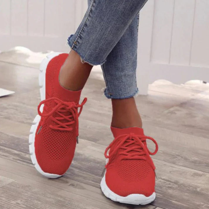Damen Sneakers – Atmungsaktives Strickgewebe – Schnürung – Leicht & Alltagstauglich