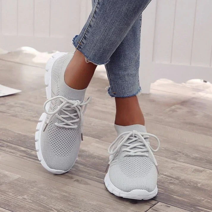 Damen Sneakers – Atmungsaktives Strickgewebe – Schnürung – Leicht & Alltagstauglich