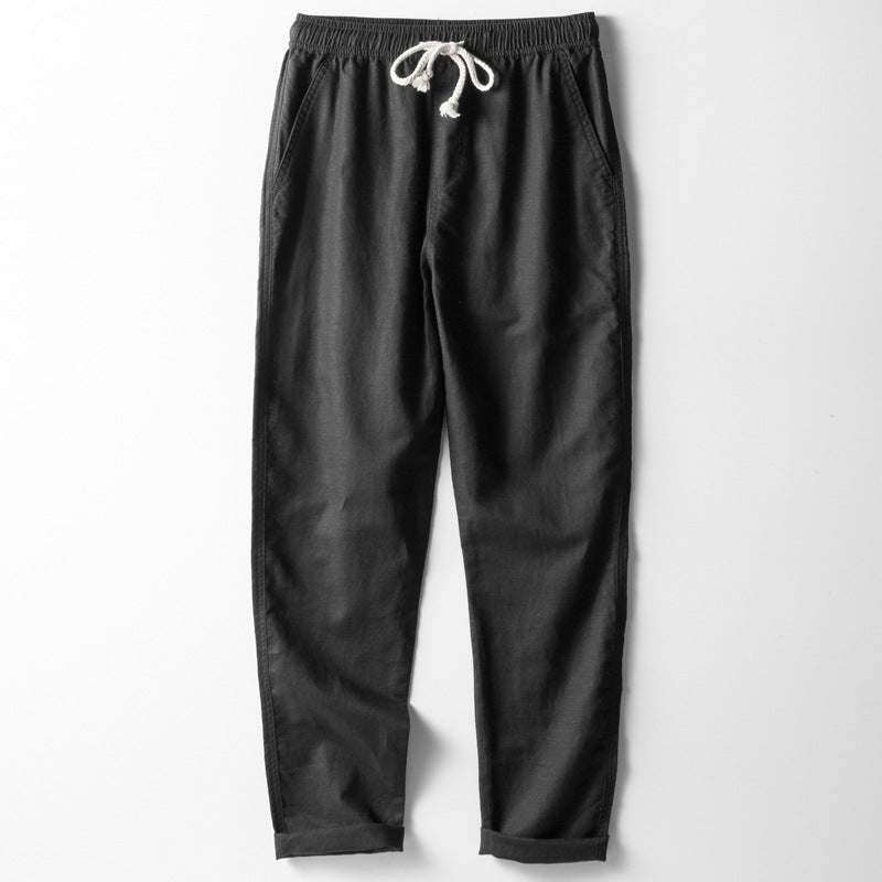 Herren Freizeithose – Lockerer Schnitt – Gerade Form – Elastischer Bund mit Kordelzug