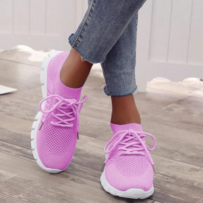 Damen Sneakers – Atmungsaktives Strickgewebe – Schnürung – Leicht & Alltagstauglich