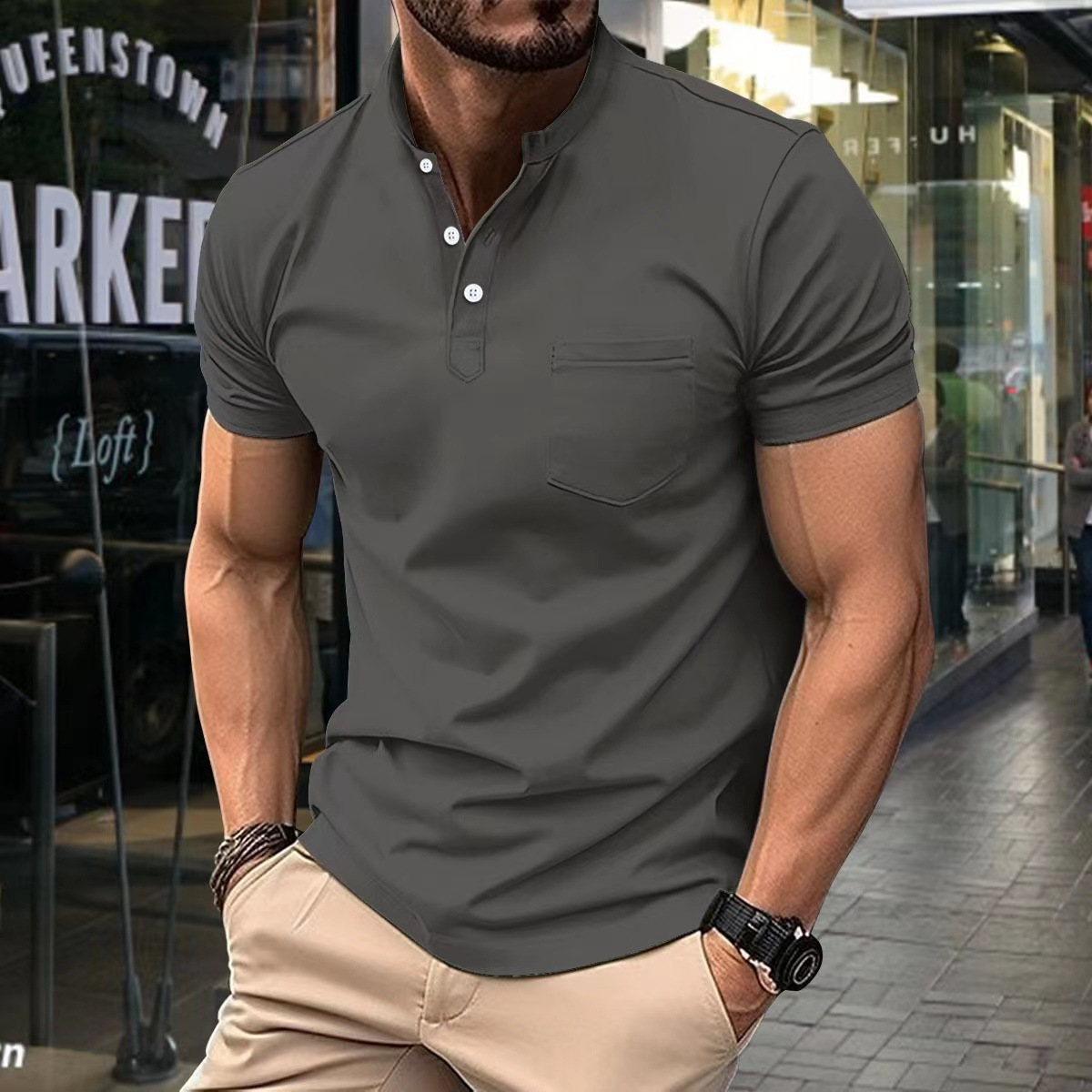 Herren Poloshirt – Slim Fit – Halbkragen – Kurzarm – Weiches Strickmaterial