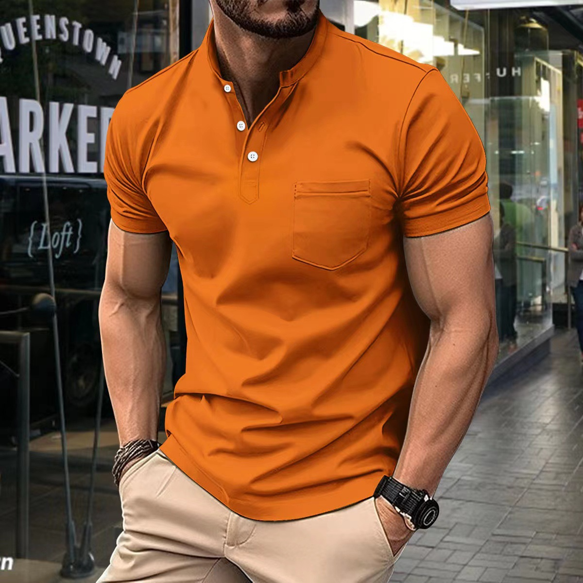 Herren Poloshirt – Slim Fit – Halbkragen – Kurzarm – Weiches Strickmaterial