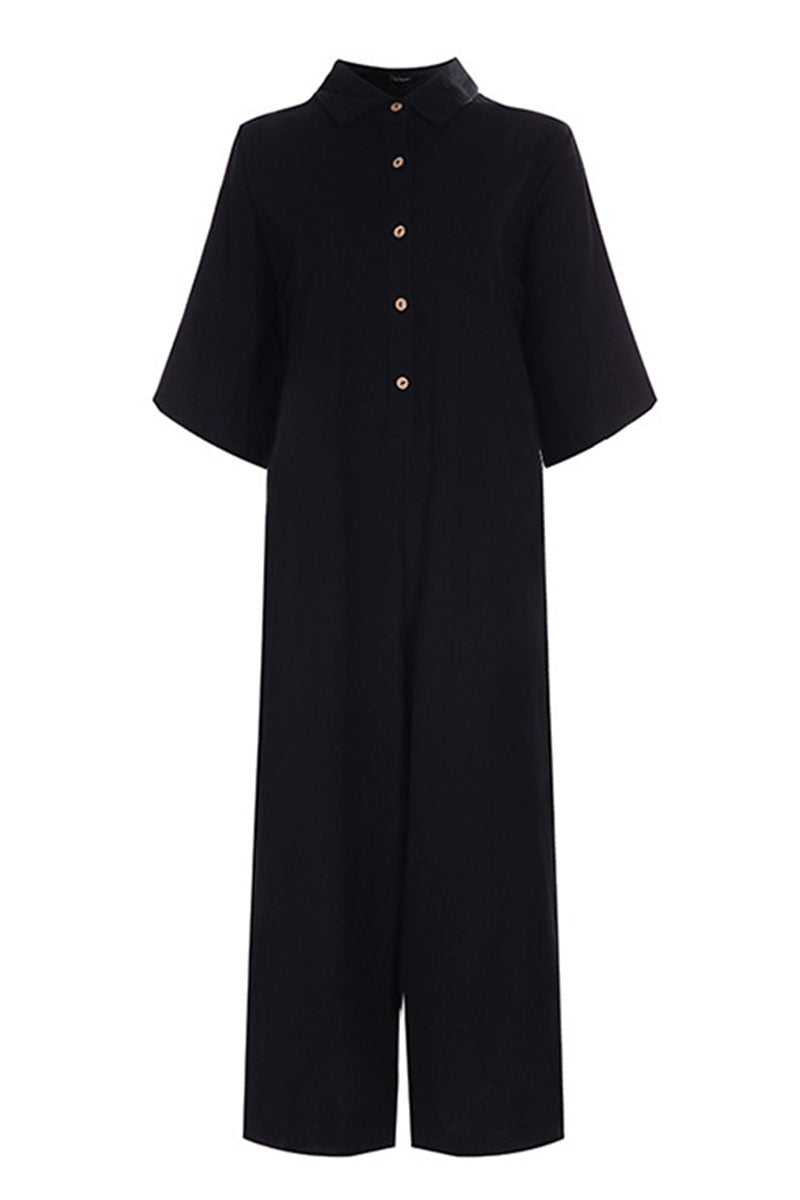 Damen Jumpsuit – Lockerer Schnitt – Atmungsaktive Naturfaser – Weites Bein