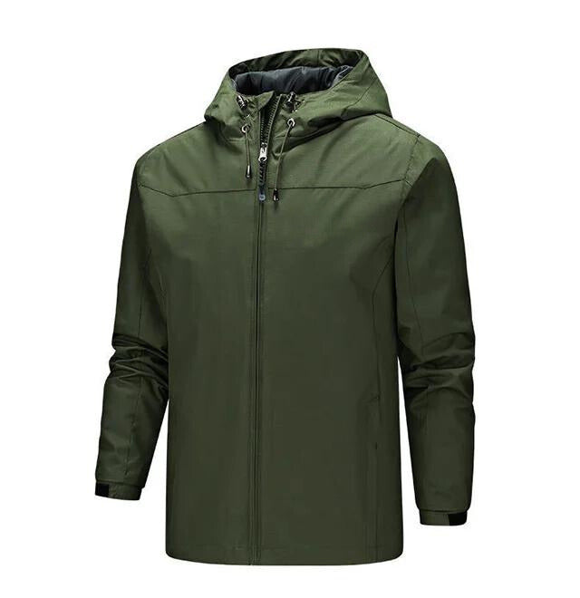 Herren Regenjacke – Wasserabweisend – Regular Fit – Kapuze – Verstellbare Ärmel