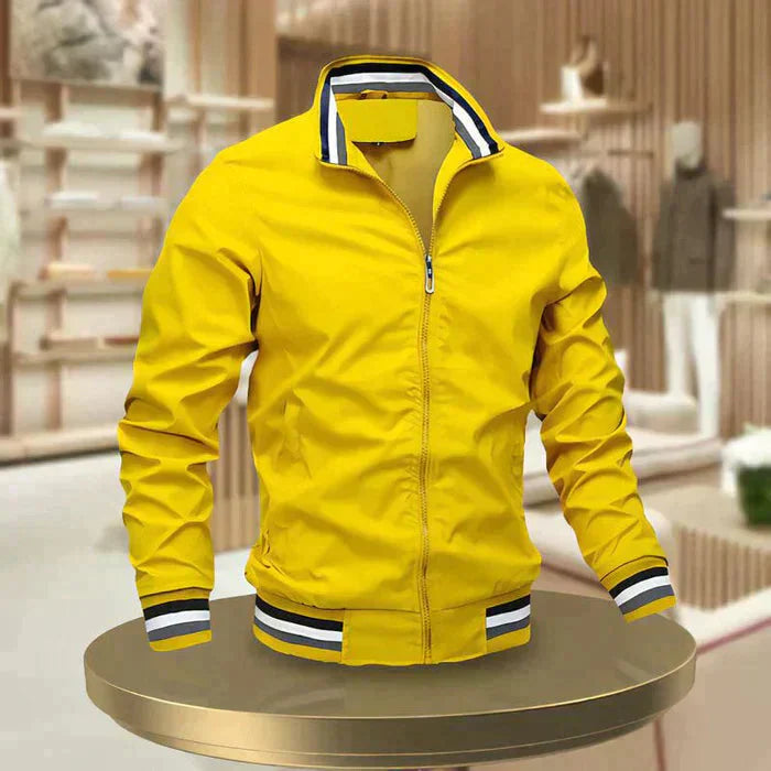 Herren Freizeitjacke – Regular Fit – Atmungsaktives Gewebe – Stehkragen – Reißverschluss