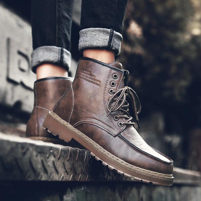 Herren Stiefeletten – Robuste Passform – Schnürdesign – Profilsohle – Gepolsterter Schaft