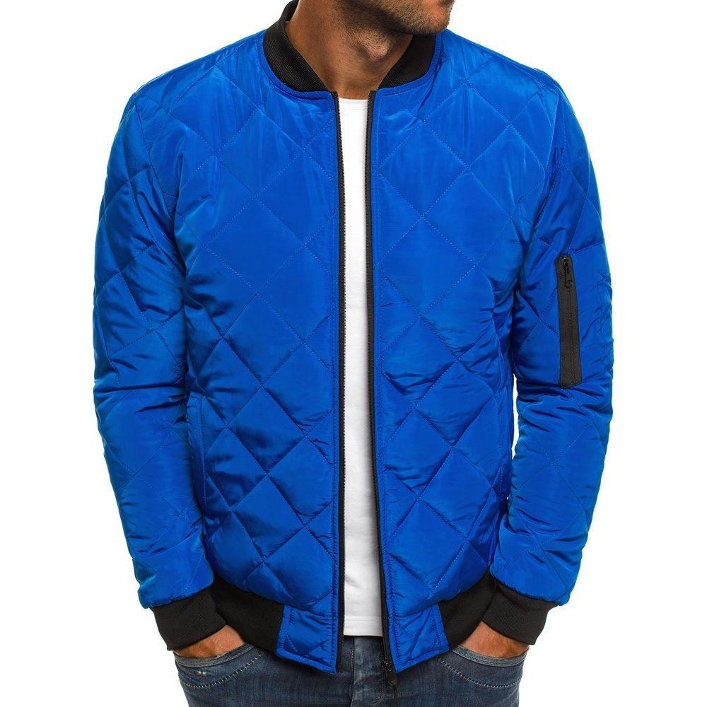 Herren Steppjacke – Regular Fit – Diamantsteppung – Rippbündchen – Ärmeltasche