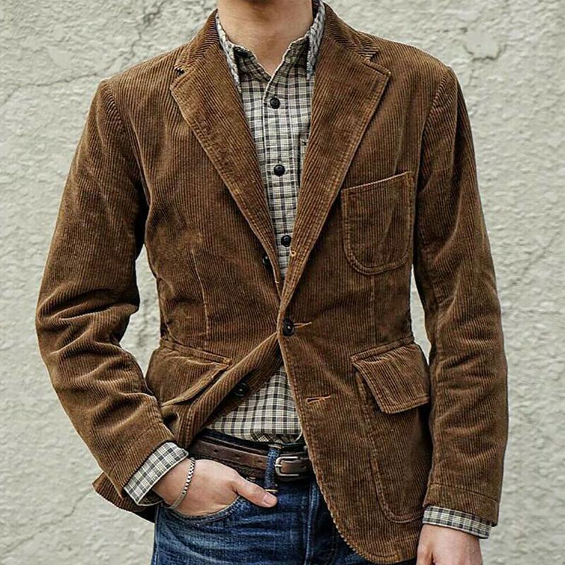 Herren Blazer – Strukturierter Schnitt – Cord-Optik – Reverskragen – Zwei-Knopf-Verschluss