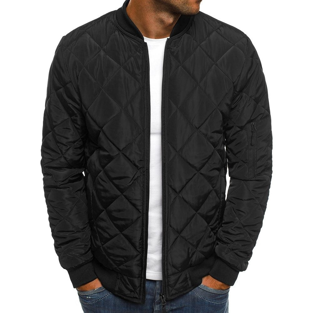 Herren Steppjacke – Regular Fit – Diamantsteppung – Rippbündchen – Ärmeltasche