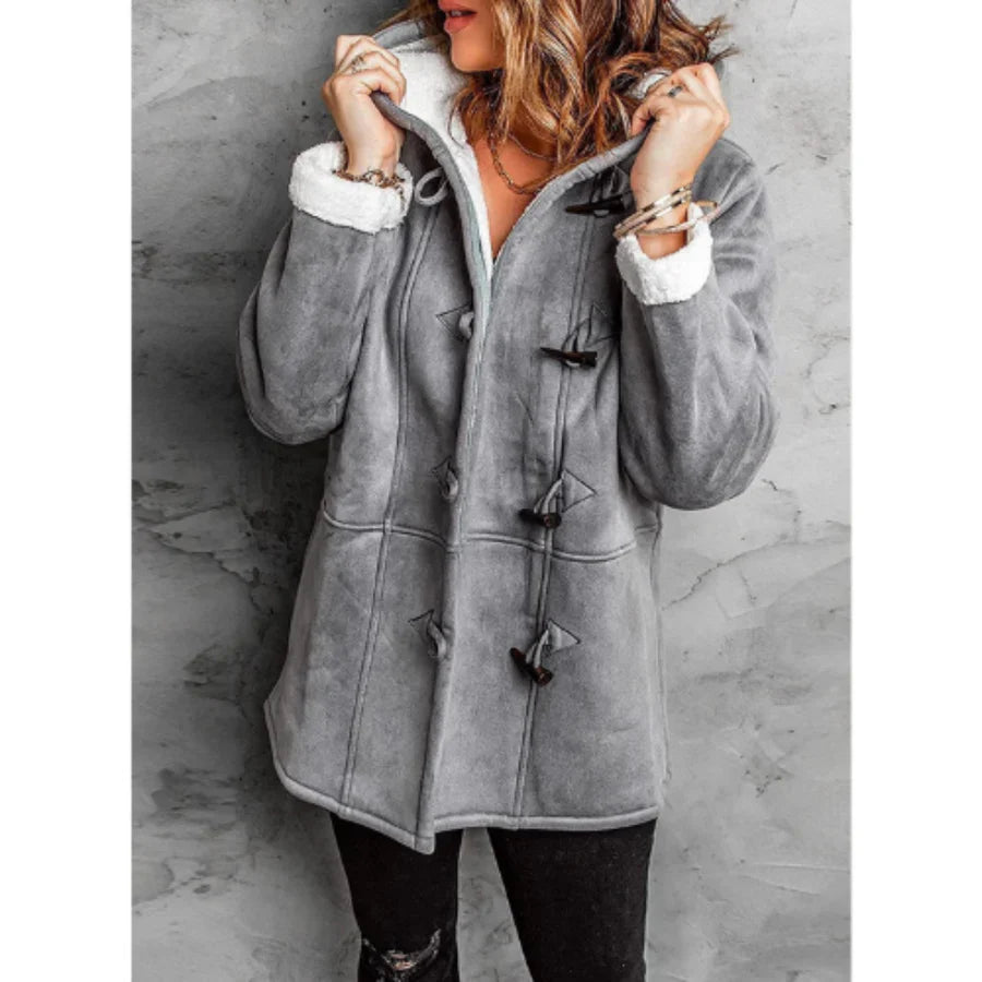 Damen Kapuzenjacke – Relaxed Fit – Fleecefutter – Knebelverschluss – Mid Length