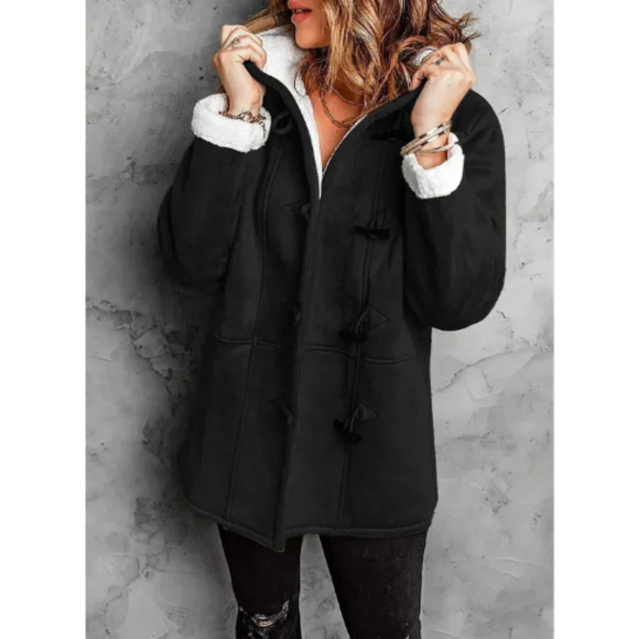 Damen Kapuzenjacke – Relaxed Fit – Fleecefutter – Knebelverschluss – Mid Length