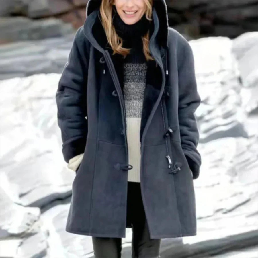 Damen Kapuzenjacke – Relaxed Fit – Fleecefutter – Knebelverschluss – Mid Length