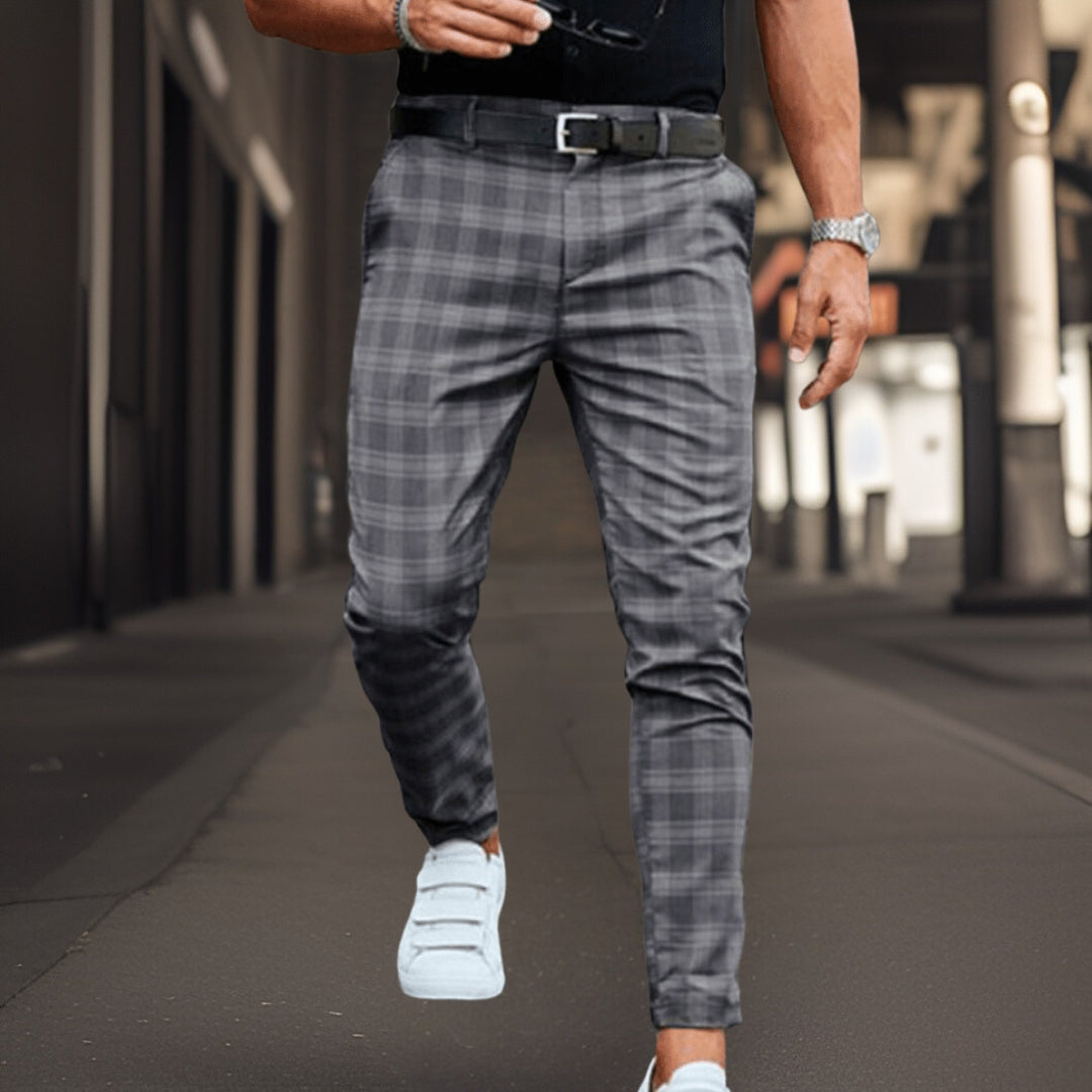 Herren Hose – Slim Fit – Retro Karomuster – Eleganter Schnitt – Atmungsaktives Gewebe