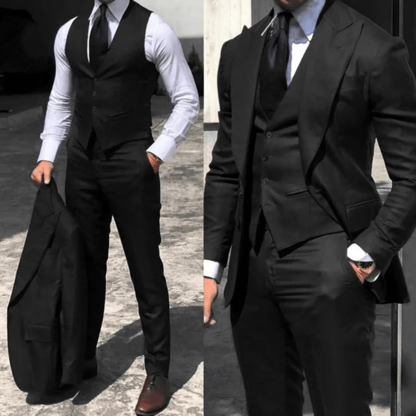 Herren Anzug 3-teilig – Slim Fit – Wolle – Einreiher – Eleganter Business-Look