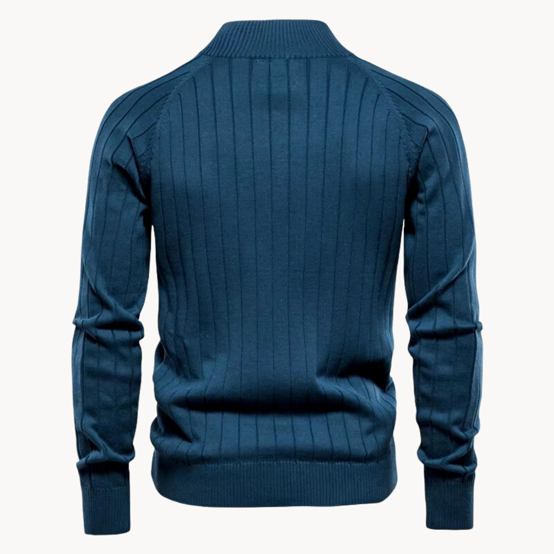 Herren Strickjacke – Slim Fit – Weiche Struktur – Reißverschluss – Rippenbündchen