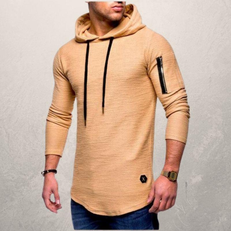 Herren Hoodie – Slim Fit – Weiches Strickgewebe – Reißverschlusstasche – Kapuze Verstellbar