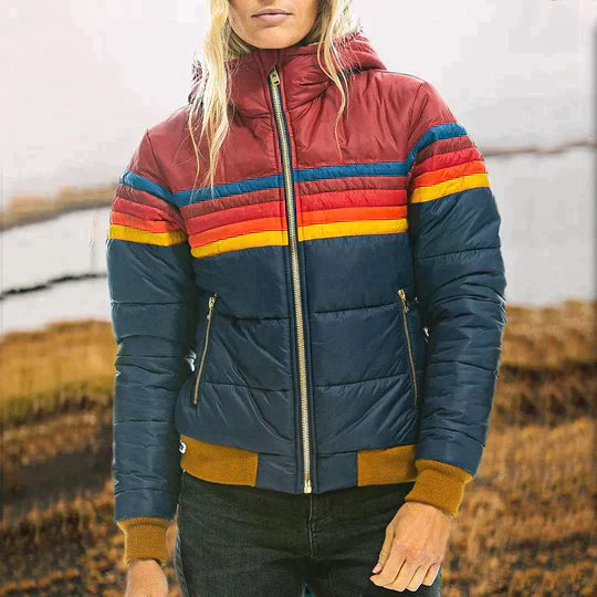 Damen Steppjacke – Reguläre Passform – Kapuze – Reißverschlusstaschen – Sportlicher Look