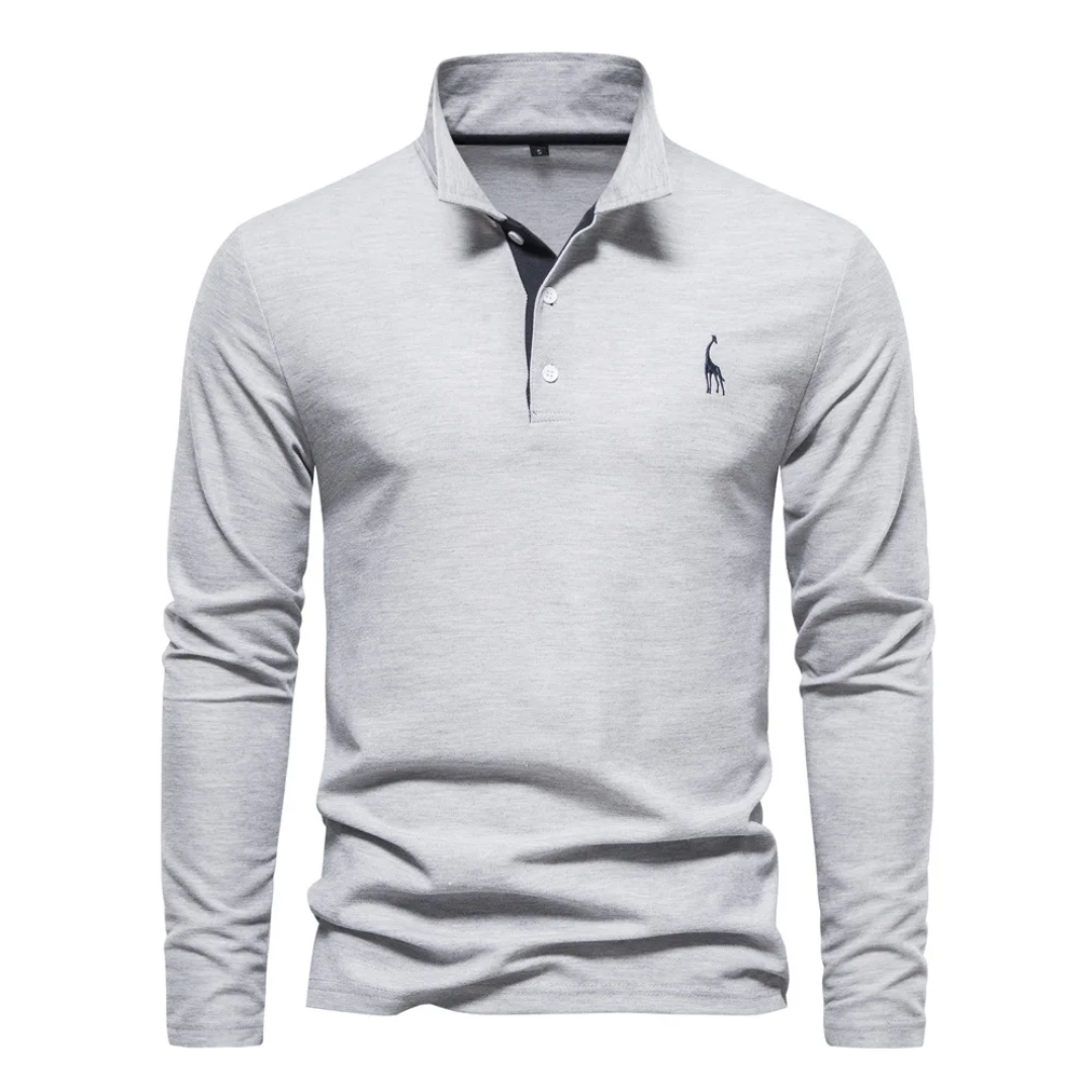 Herren Poloshirt – Slim Fit – Langarm – Atmungsaktives Mischgewebe – Smart Casual