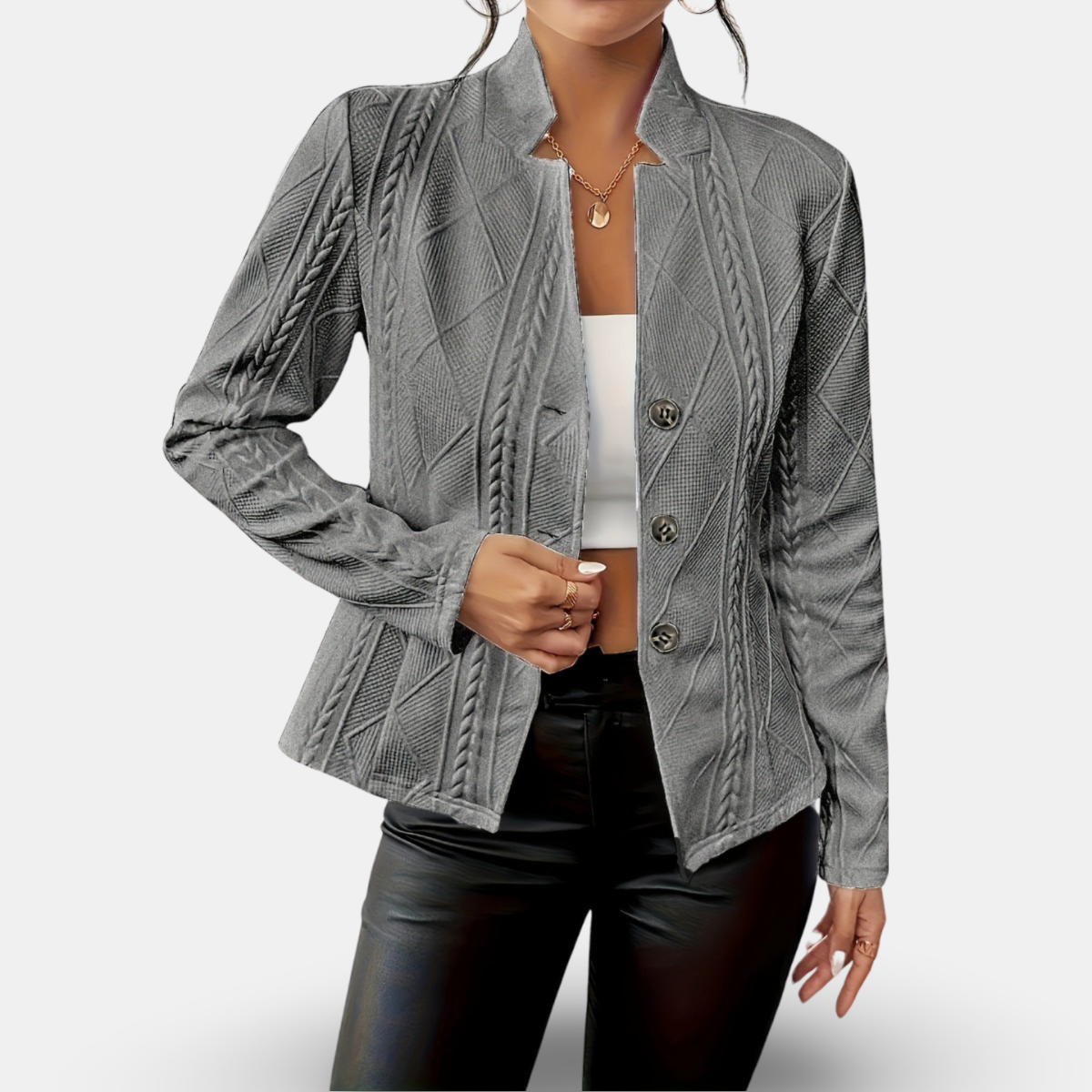 Damen Blazer – Taillierter Schnitt – Strukturierte Silhouette – Weiches Strickdesign