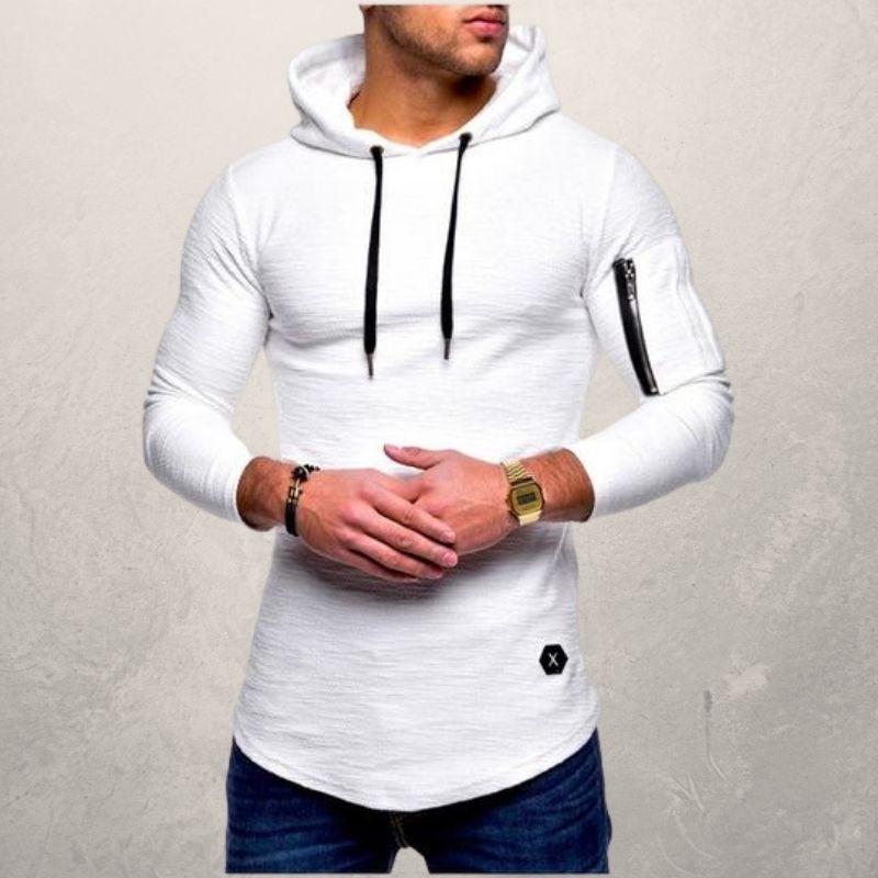 Herren Hoodie – Slim Fit – Weiches Strickgewebe – Reißverschlusstasche – Kapuze Verstellbar