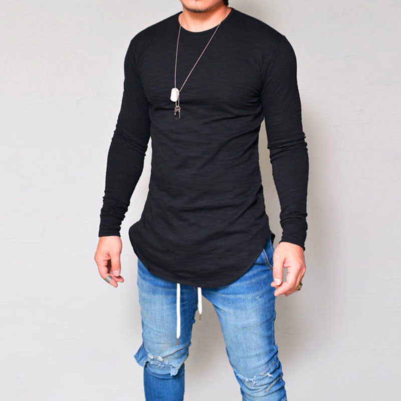 Herren Langarmshirt – Slim Fit – Rundhals – Weiches Atmungsaktives Baumwollmix