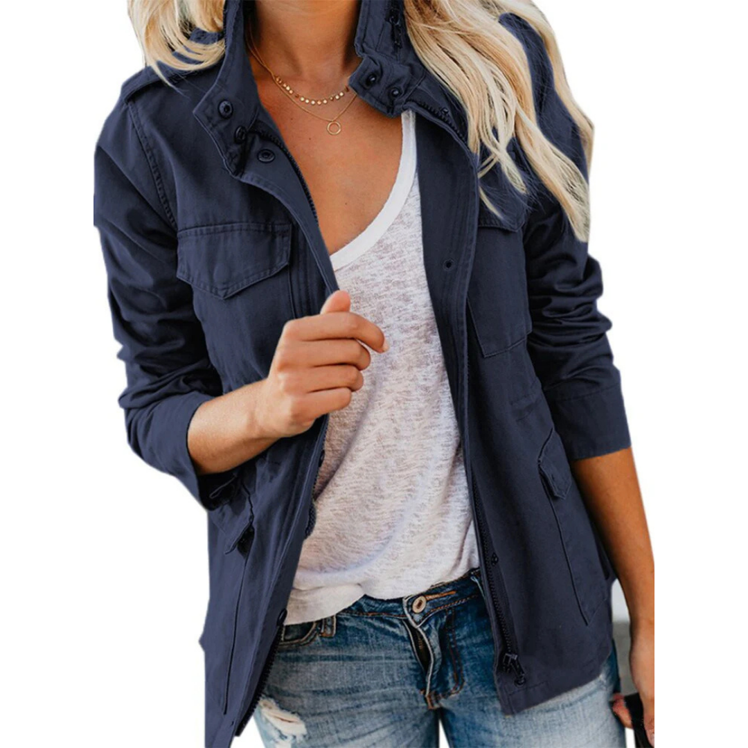 Damen Freizeitjacke – Relaxed Fit – Atmungsaktives Material – Zipper – Utility-Taschen