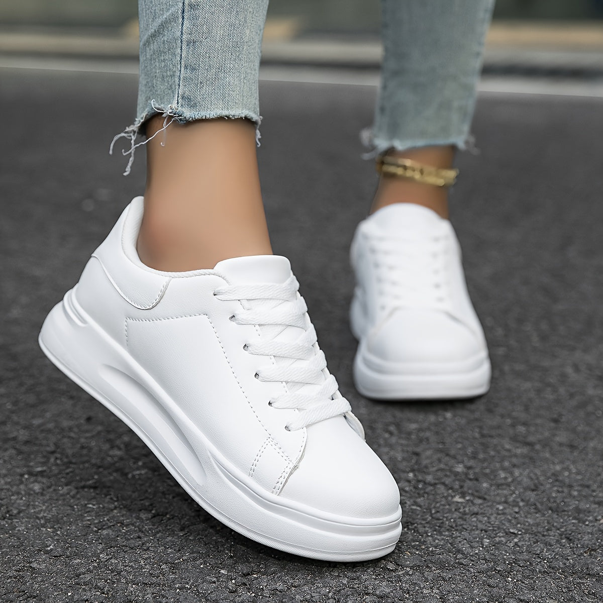 Damen Sneakers – Low-Top – Kunstleder – Schnürung – Bequeme Laufsohle