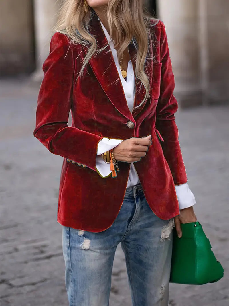 Damen Blazer – Taillierter Schnitt – Weiches Luxusmaterial – Einreiher mit Reverskragen