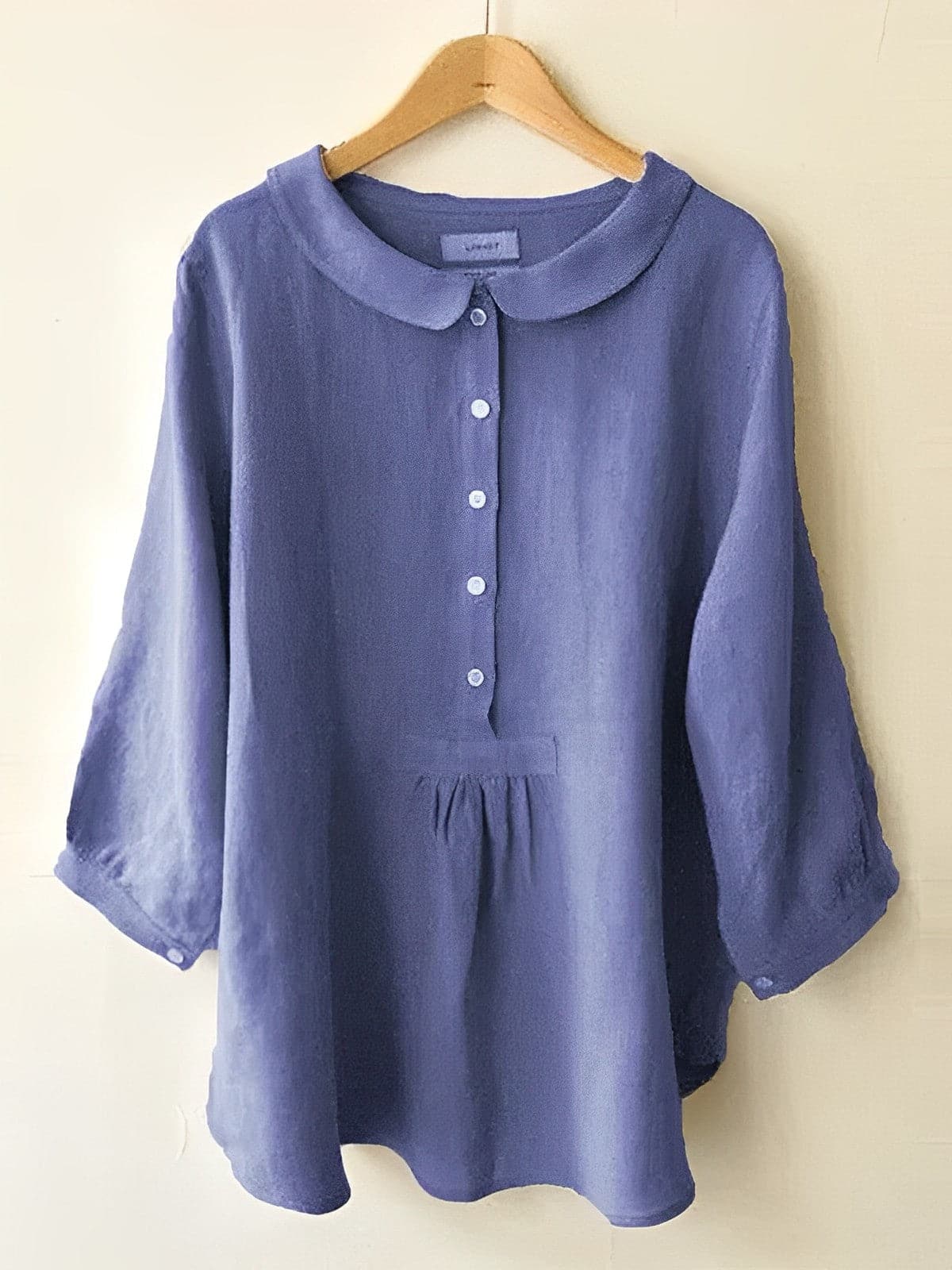 Damen Bluse – Lockerer Schnitt – Peter Pan Kragen – Atmungsaktives Gewebe – 3/4 Ärmel