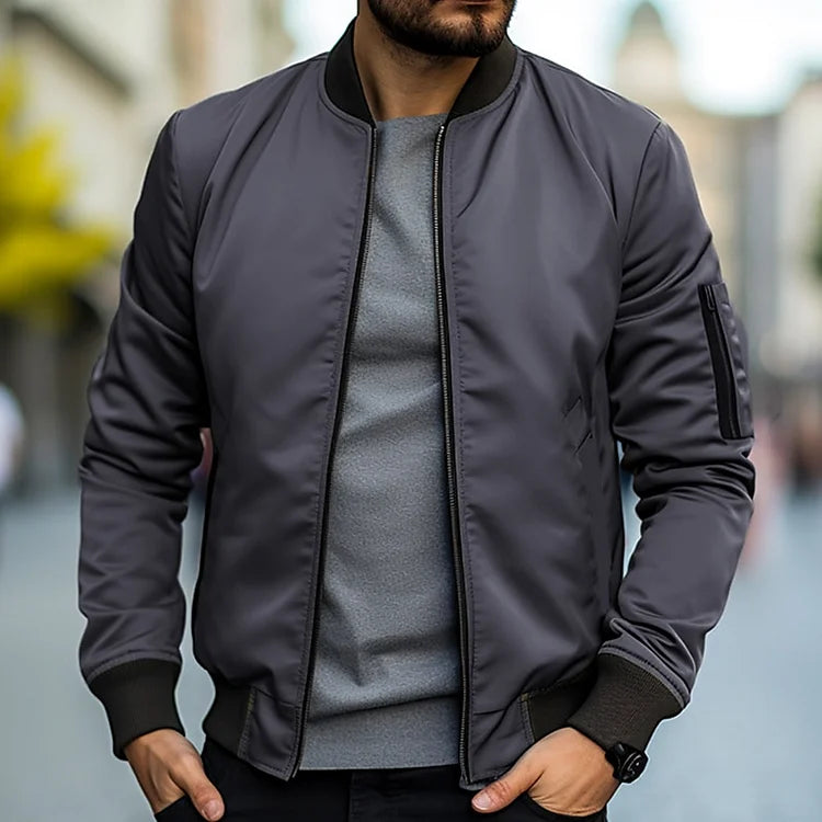 Herren Bomberjacke – Regular Fit – Atmungsaktives Gewebe – Zipper-Ärmeltasche