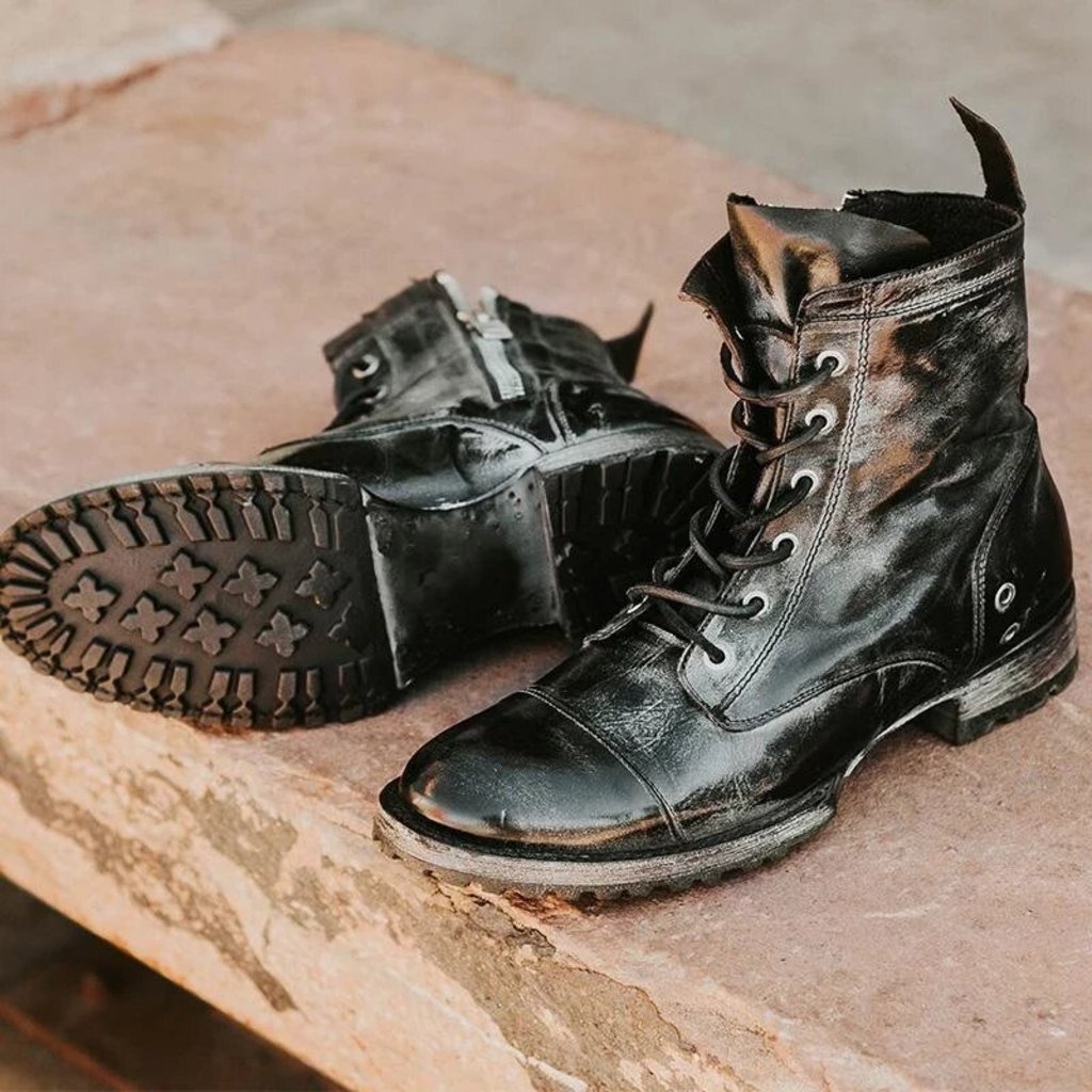 Herren Stiefel – Lederoptik – Knöchelhoch – Robuste Sohle – Schnürverschluss