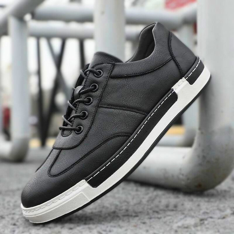 Herren Sneaker – Low Top – Lederoptik – Schnürung – Robuste Gummisohle