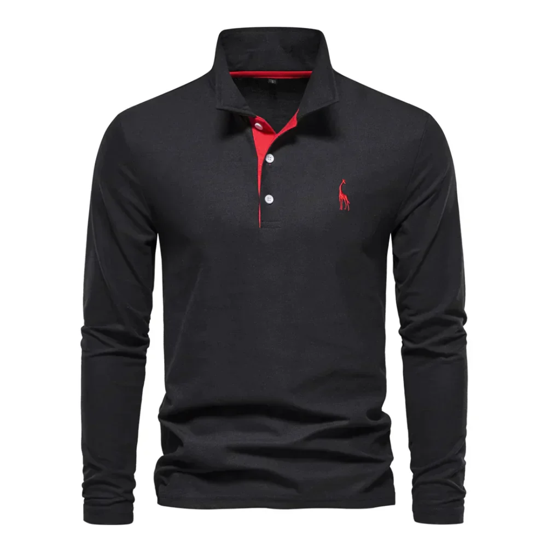 Herren Poloshirt – Slim Fit – Langarm – Atmungsaktives Mischgewebe – Smart Casual