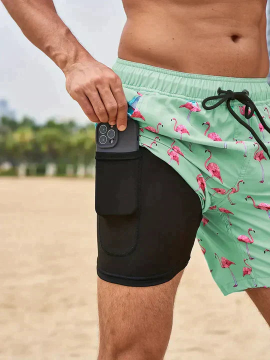 Herren Badeshorts – Schnell trocknend – Mid-Thigh Passform – Innen-Kompression