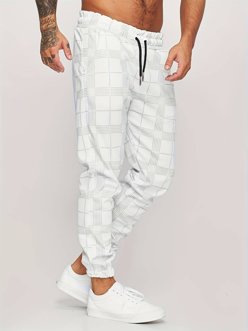 Herren Sweatpants – Slim Fit – Plaidmuster – Elastischer Bund – Atmungsaktives Gewebe