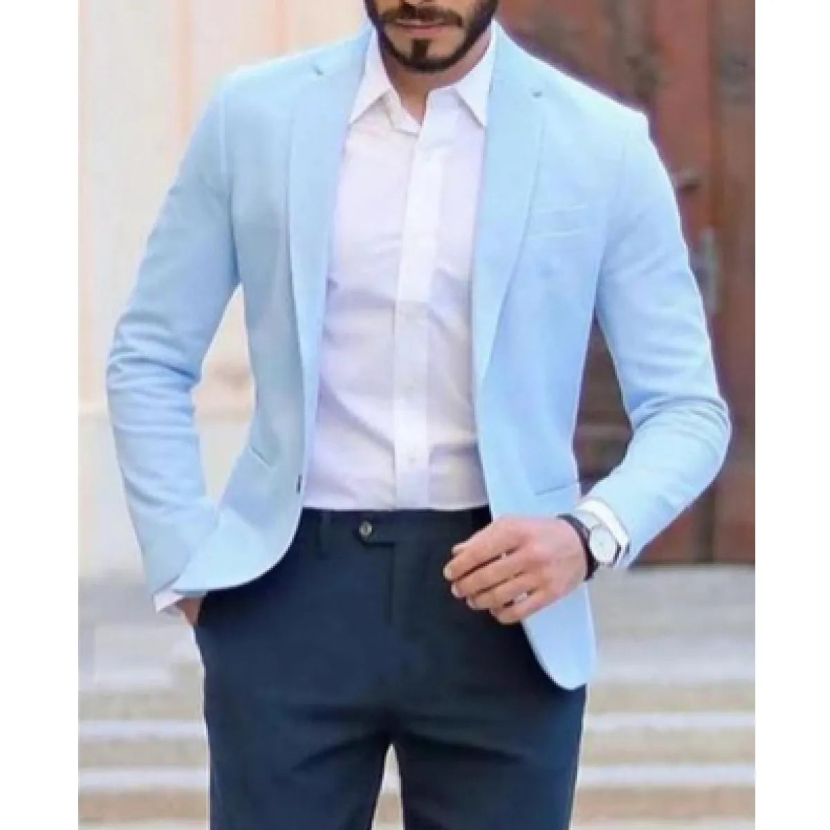 Herren Blazerjacke – Slim Fit – Atmungsaktive Mischung – Einreiher – Klassisches Revers