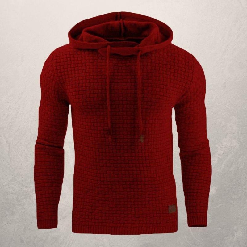 Herren Strickpullover – Slim Fit – Weiches Texturstrick – Kapuze mit Kordelzug