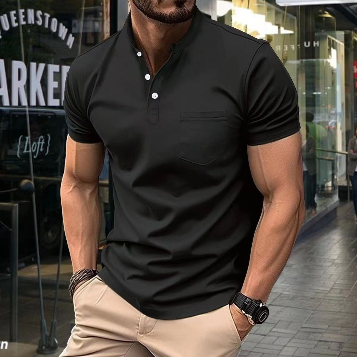Herren Poloshirt – Slim Fit – Halbkragen – Kurzarm – Weiches Strickmaterial