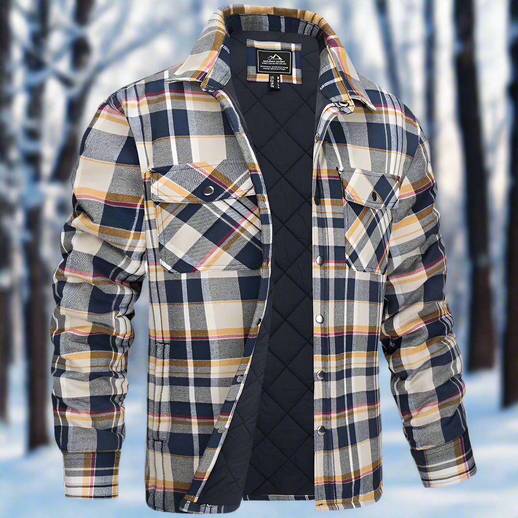 Herren Shirtjacke – Relaxed Fit – Weiches Flanell – Gesteppt – Druckknopfverschluss