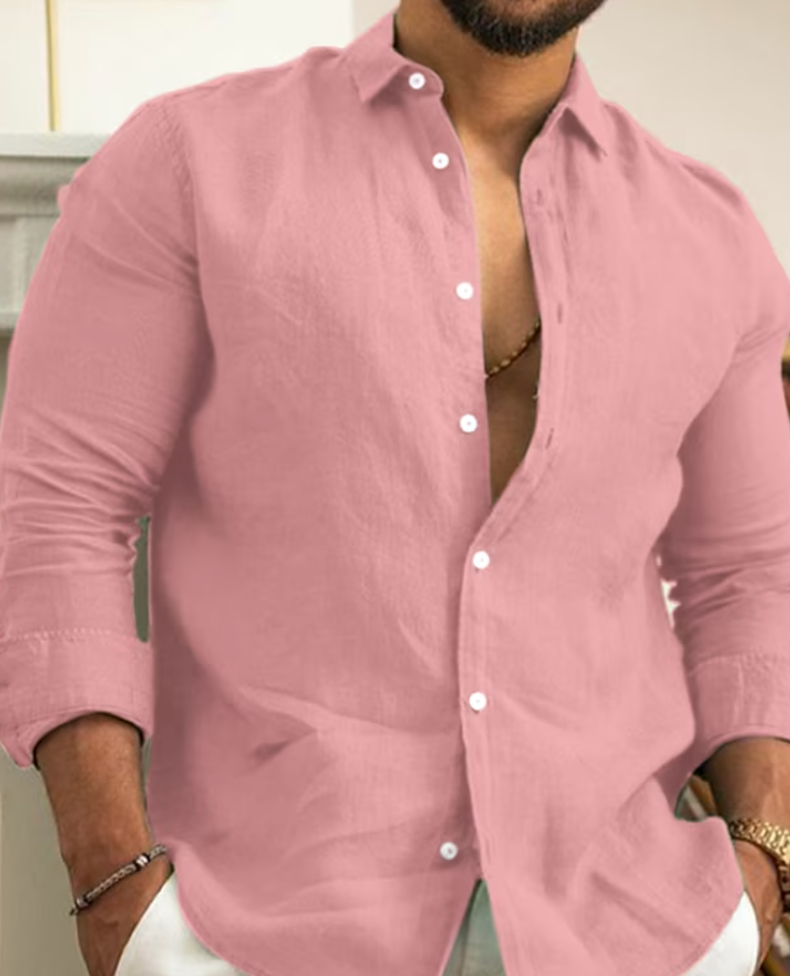 Herren Hemd – Slim Fit – Natürliche Fasern – Langarm – Knopfleiste – Modern Geschnitten