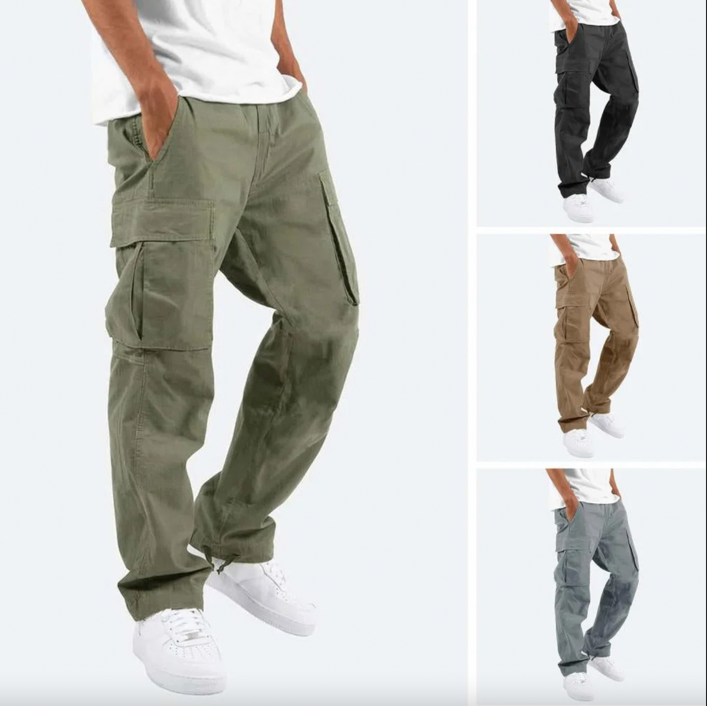 Herren Cargo Hose – Relaxed Fit – Atmungsaktive Struktur – Elastischer Bund