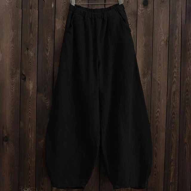 Damen Weite Hose – Atmungsaktiver Stoff – Lockere Passform – Elastischer Bund