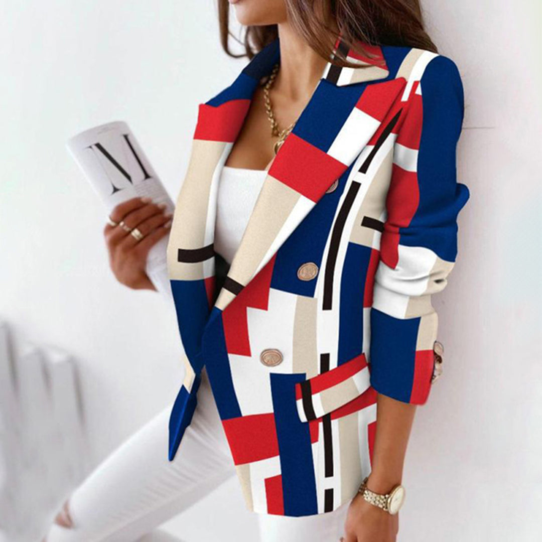Damen Blazer – Taillierter Schnitt – Karomuster – Zweireihig – Strukturierter Look