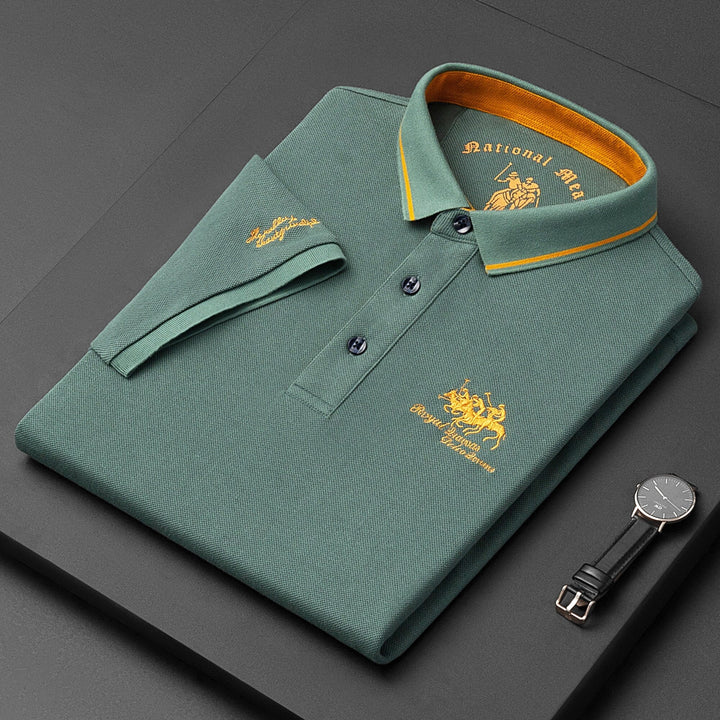 Herren Poloshirt – Soft Knit – Regular Fit – Kurzarm – Gestickte Details