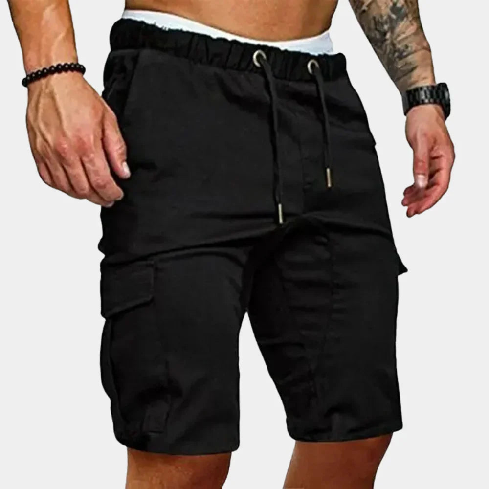 Herren Cargo Shorts – Relaxed Fit – Knielang – Atmungsaktive Mischung – Kordelzug