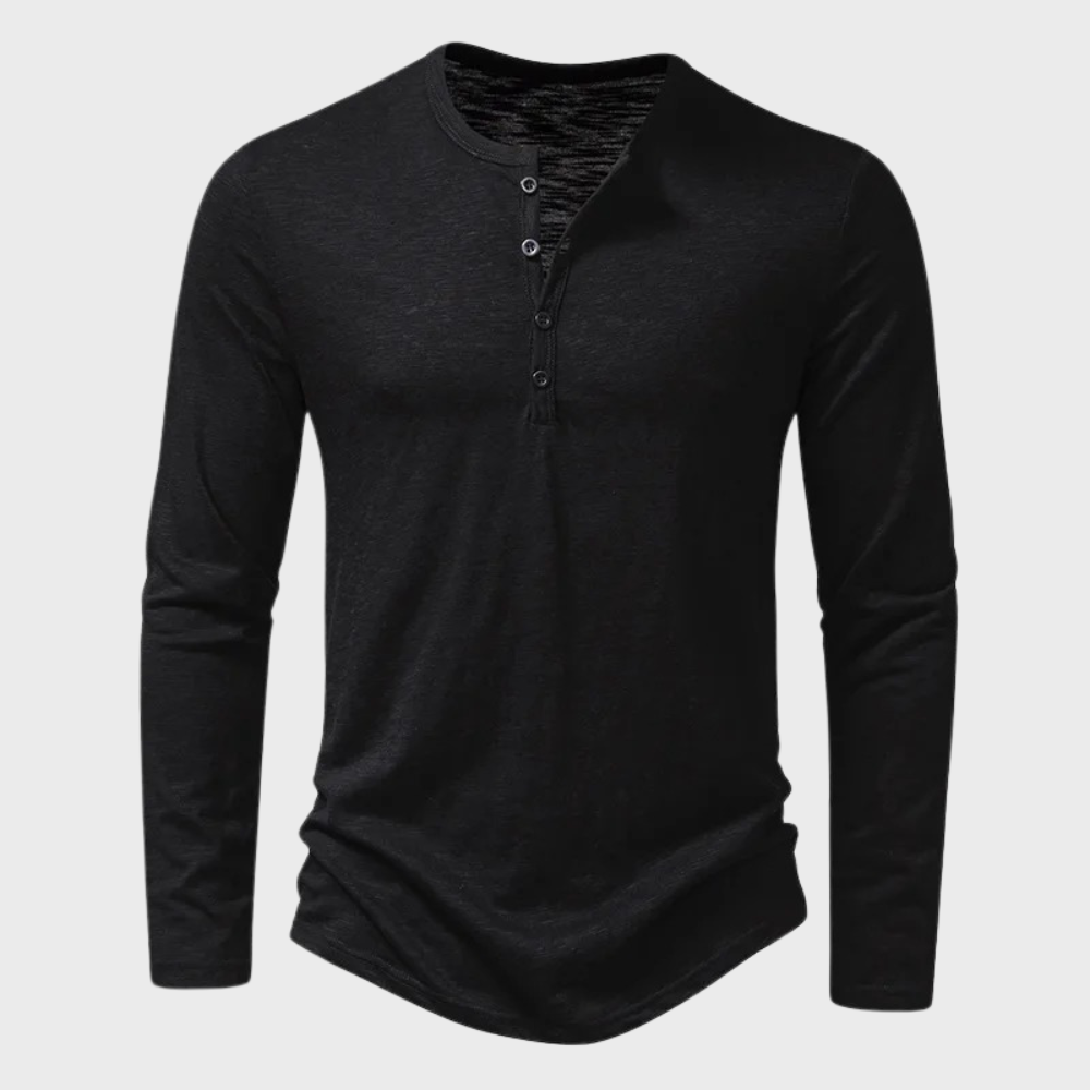 Herren Henley Shirt – Slim Fit – Atmungsaktives Gewebe – Langarm Freizeitstil