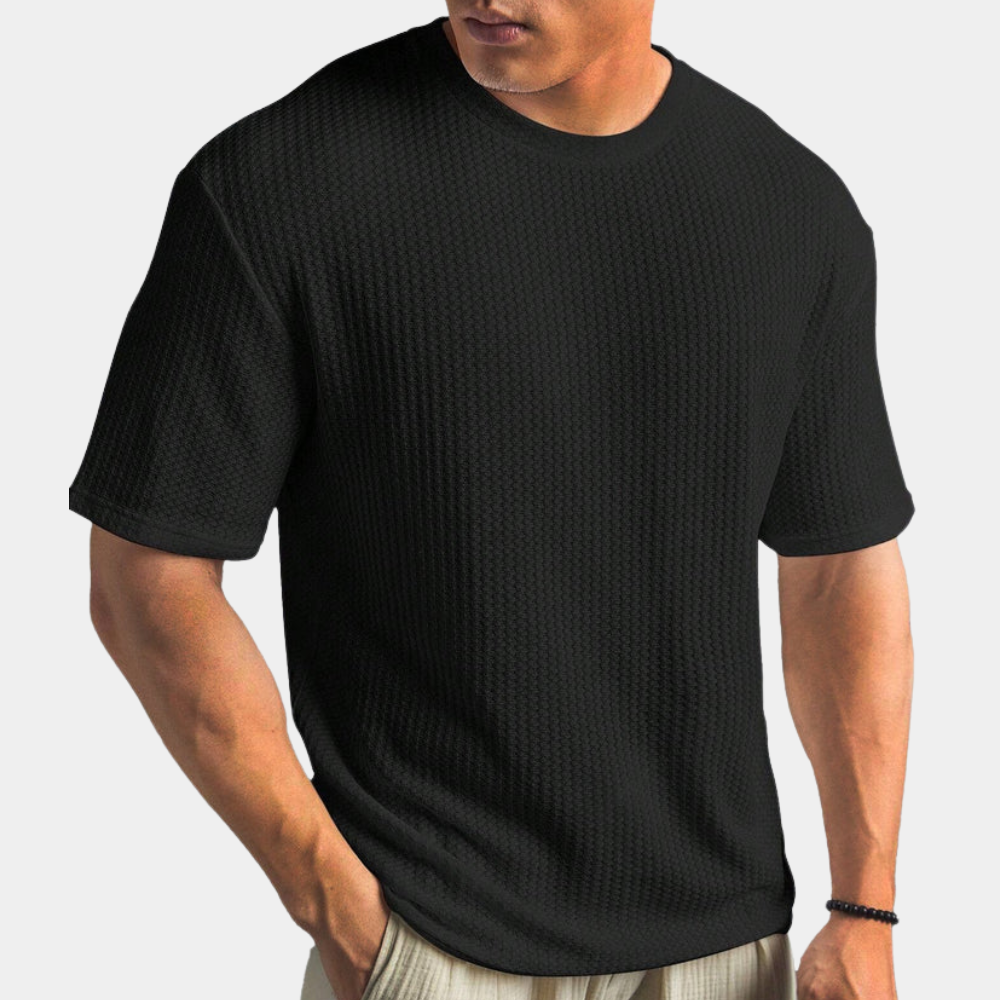 Herren Freizeitshirt – Weicher Waffelstrick – Relaxed Fit – Kurzarm – Rundhals